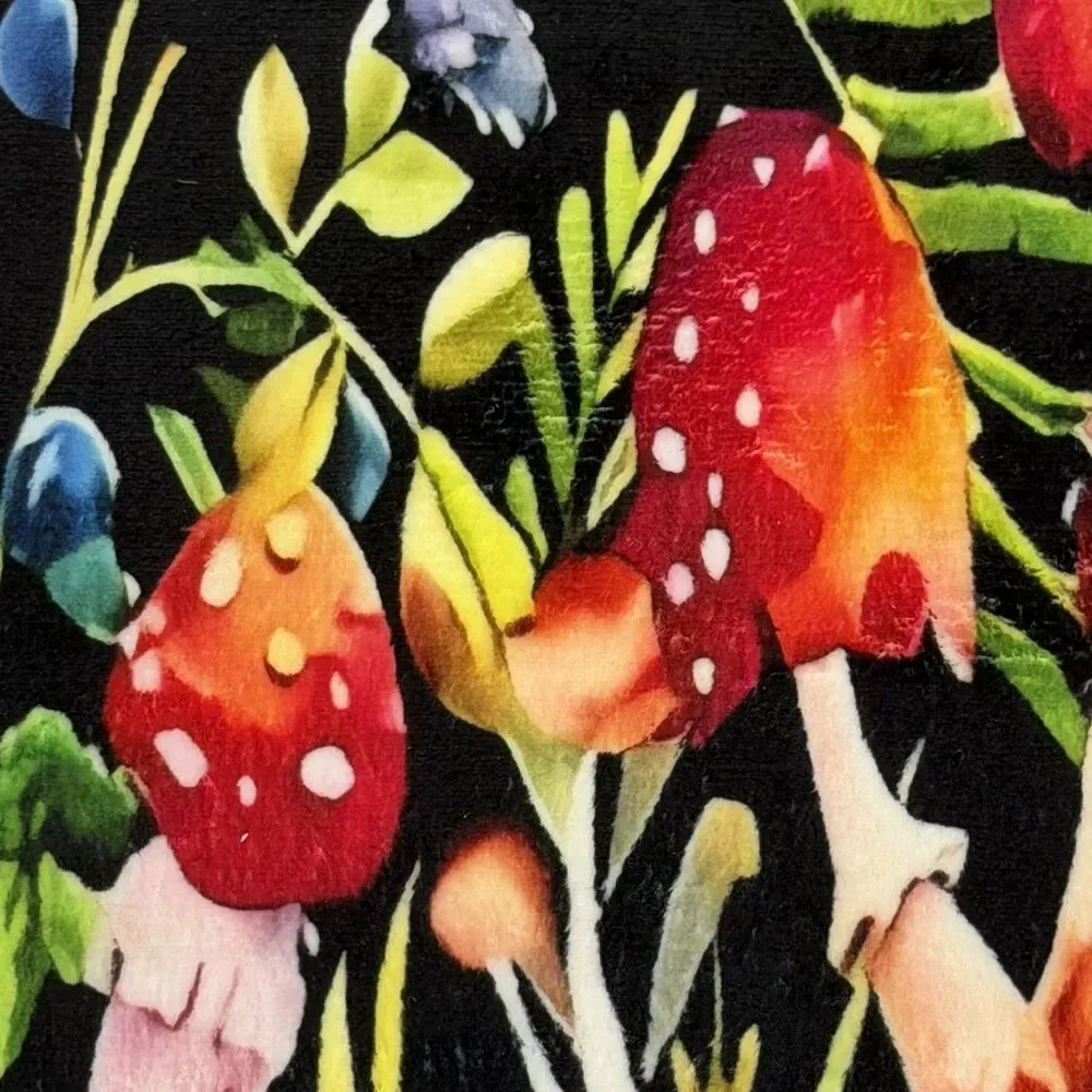 Mushroom Bath Rug Soft Plush Non Slip Vibrant Nature Decor 30x16 Lightly Used